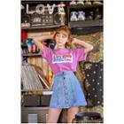 Lovers Letter Print T-shirt Pink - One Size