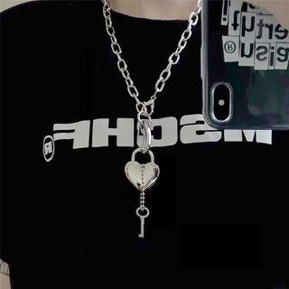 Couple Matching Lock Key Pendant Necklace As Shown In Figure - One Size