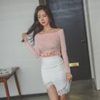 Square-neck Shirred Cropped Top