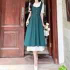 Short-sleeve Peter Pan Collar Asymmetrical Dress