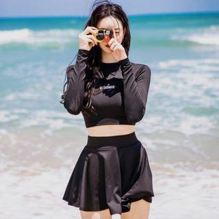 Set: Long-sleeve Swim Top + Skirt