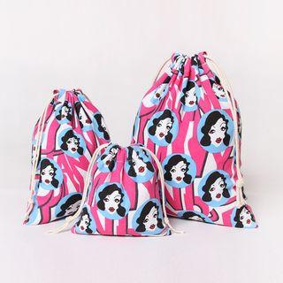 Canvas Patterned Drawstring Bag