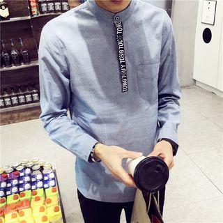 Long-sleeve Lettering-trim Shirt
