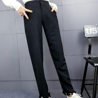 Bobble Trim Straight-cut Pants