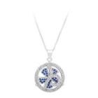 925 Sterling Silver Windmill Pendant With Blue Cubic Zircon And Necklace