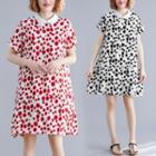 Short-sleeve Dotted Chiffon A-line Mini Dress