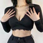Open-collar Crop Sweater