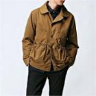 Drawstring-waist Buttoned Jacket
