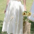 Frill Trim Midi A-line Skirt Almond - One Size