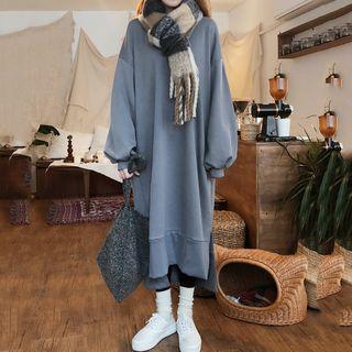 Plain Midi Pullover Dress Blue - One Size