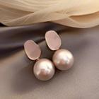 Faux Pearl Alloy Dangle Earring 1 Pair - Silver Needle - Pink - One Size