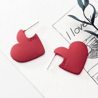 925 Sterling Silver Heart Earring 1 Pair - S925 Silver - One Size