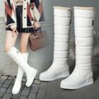 Faux Leather Fleece-lined Knee-high Snow Boots