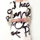 3/4-sleeve Lettering Dress
