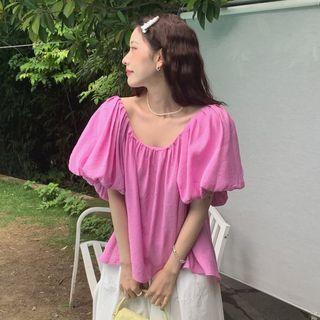 Puff-sleeve Flowy Blouse
