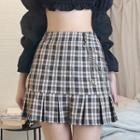 Plaid Pleated Hem Mini A-line Skirt