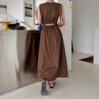 Sleeveless Cutout-back Long Dress