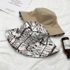 Printed Reversible Bucket Hat Khaki & Lettering - One Size