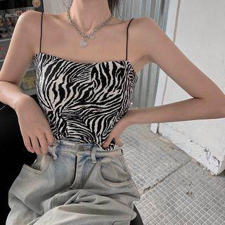 Zebra Camisole Top Zebra Print - Black & White - One Size