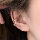 Rhinestone Chain Cuff Earring 1 Pair - Clip On Earrings - Gold - One Size
