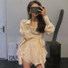 Set: Tie Waist Blouse + Shorts Almond - One Size
