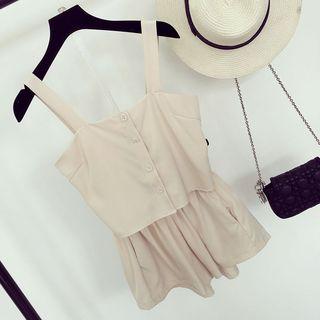 Set: Cropped Camisole Top + Wide-leg Shorts
