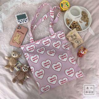 Lettering Heart Print Shopper Bag