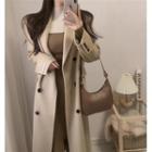 Double-breasted Midi Coat / Long-sleeve Knit Midi Sheath Dress