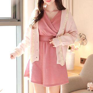 Lace-trim Pastel Knit Cardigan