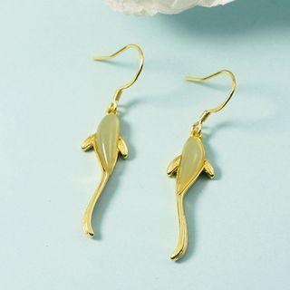 Fish Faux Gemstone Alloy Dangle Earring 1 Pair - Gold - One Size