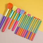 Set Of 15: Makeup Brush 15 Pcs - Red & Yellow & Pink & Blue - One Size
