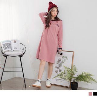 Contrast Trim Lettering T-shirt Dress
