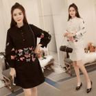 Butterfly Embroidered Long Sleeve Dress