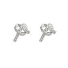 Rhinestone Knot Ear Stud 1 Pair - Earring - Silver - One Size