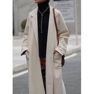 Notch Lapel Single-breasted Maxi Coat