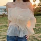 Mesh Flower Tube Top Almond - One Size