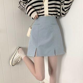Front-slit Mini A-line Skirt