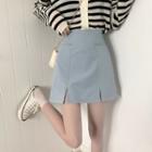 Front-slit Mini A-line Skirt