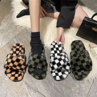 Checkerboard Fluffy Slippers