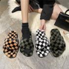 Checkerboard Fluffy Slippers