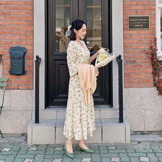 Tiered Floral Maxi Wrap Dress