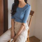 Square-neck Slim-fit Top