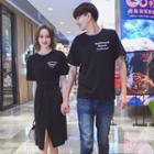 Couple Matching Short-sleeve Letter T-shirt / Dress