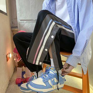 Color Block Button Up Sweatpants