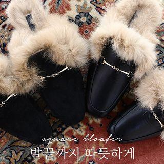Faux-suede Faux-fur Slide Sandals