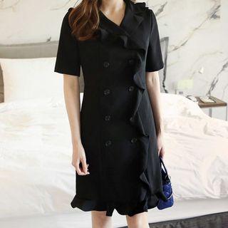 Short-sleeve Ruffle-detail Dress