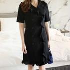 Short-sleeve Ruffle-detail Dress