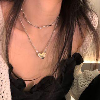 Set Of 2: Necklace Set Of 2 - Silver - One Size