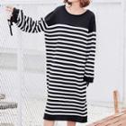 Striped Long Sleeve Knit Midi Dress