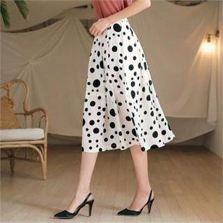 Band-waist Polka-dot Skirt